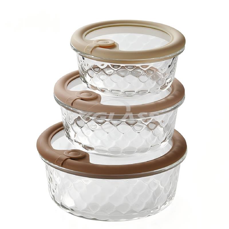 Pyglass High Borosilicate Dragon Scale Pattern Glass Container  Microwave & Oven Safe  BPA-Free