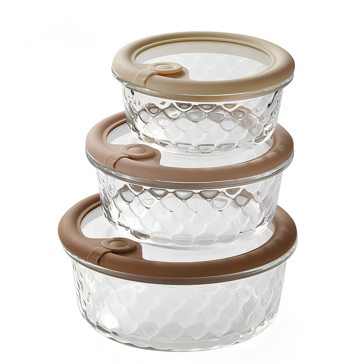Pyglass High Borosilicate Dragon Scale Pattern Glass Container  Microwave & Oven Safe  BPA-Free