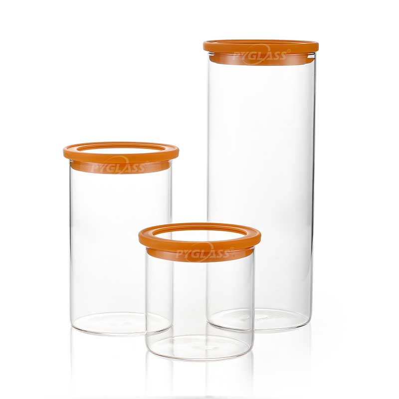 PYGLASS Eco-Friendly Airtight Glass Storage Jars with Glass Lids – Durable, Leak-Proof Canister Set for Dry Food, Nuts, and Pantry Organization