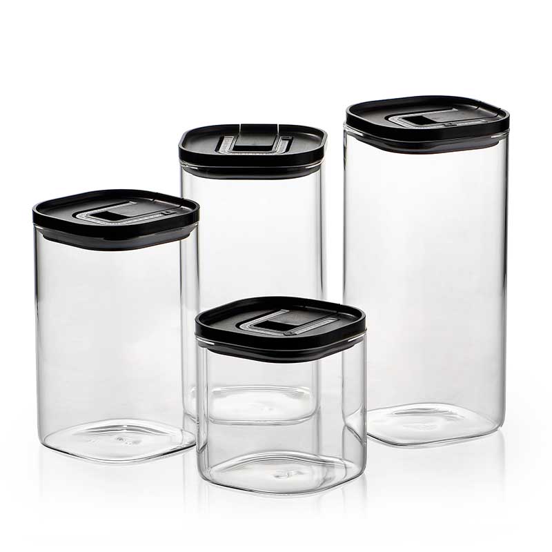 PYGLASS Crystal-Clear Glass Canisters with Airtight Seals – Elevate Your Pantry Organization for Coffee, Spices & Grains