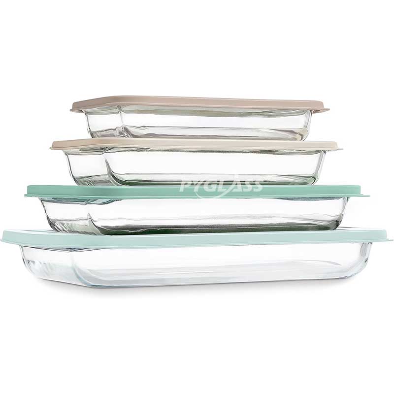 PYGLASS Custom Logo Transparent Glass Baking Pan – Durable Large Rectangular Glass Cookware for Kitchen Use