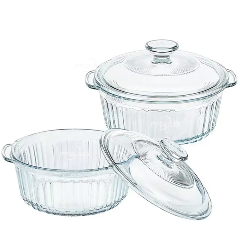 Pygalss Round Glass Casserole Dish with Lid, Clear Baking Dish with Handles for Baking, Cooking & Serving,  Glass Cookware-Oven, Microwave, Freezer & Dishwasher Safe