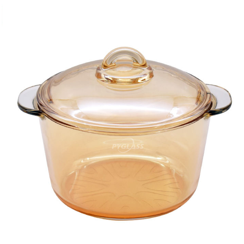 Pygalss Amber Glass Casserole Dish, Clear Glass Round Casserole Dish with Lid and Handles, Covered Bowl for Cooking, Baking, Serving, Microwave, Dishwasher, and Oven Safe Cookware