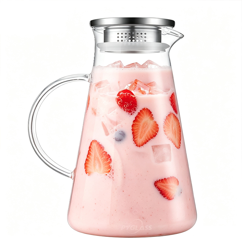 Pygalss Glass Pitcher with Lid and Spout, Borosilicate Glass Carafe for Hot/Cold Drink, Water Pitchers Extra Large Jug
