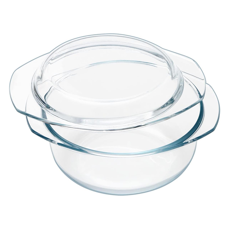 Pygalss Round Set Glass Casserole Dish with Lid, Mini Clear Glass Casserole Bowl with Glass Lid  for Cooking, Baking, Serving