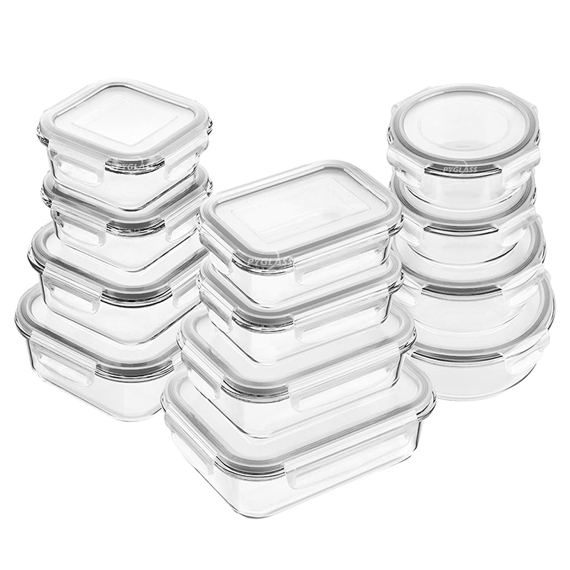 Pyglass 24-Piece  Glass Food Storage Containers with Airtight Lids, Glass Meal Prep Containers, Lunch Office Meal for Microwave, Oven, Freezer and Dishwasher, BPA Free