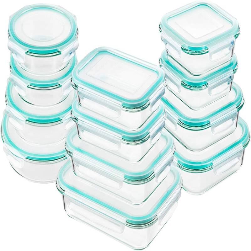 Pyglass 24-Piece  Glass Food Storage Containers with Airtight Lids, Glass Meal Prep Containers, Lunch Office Meal for Microwave, Oven, Freezer and Dishwasher, BPA Free