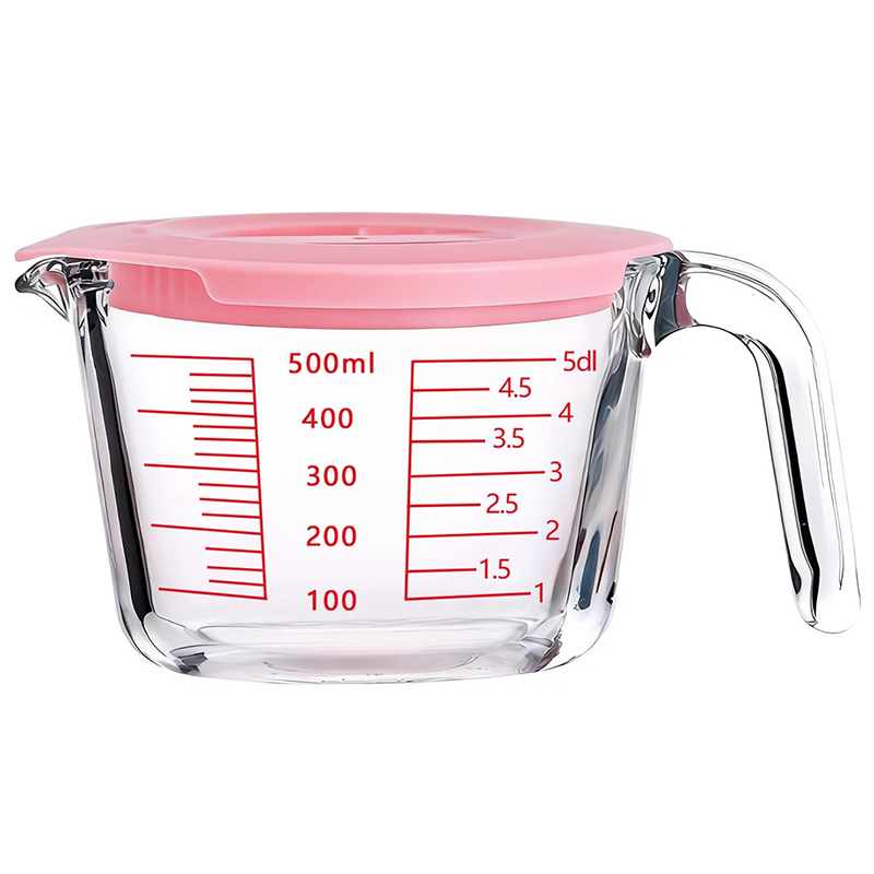 Pyglass  Glass Measuring Cup with Handles and Lids for Kitchen Baking Cooking