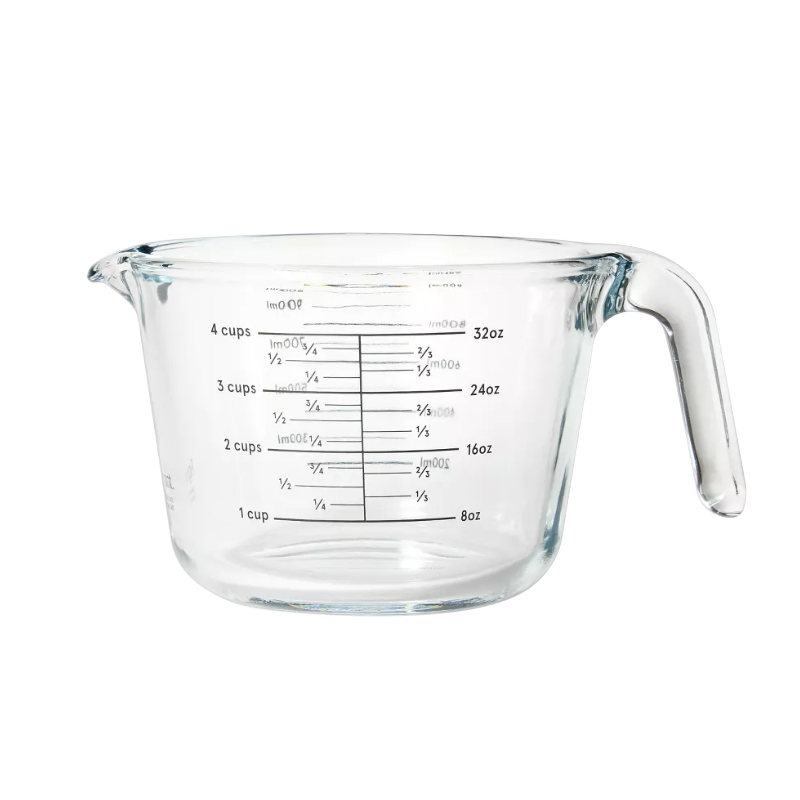 Pyglass High Borosilicate Glass Measuring Cup with Handle Clear Graduated Measuring Jug for Kitchen Baking & Cooking