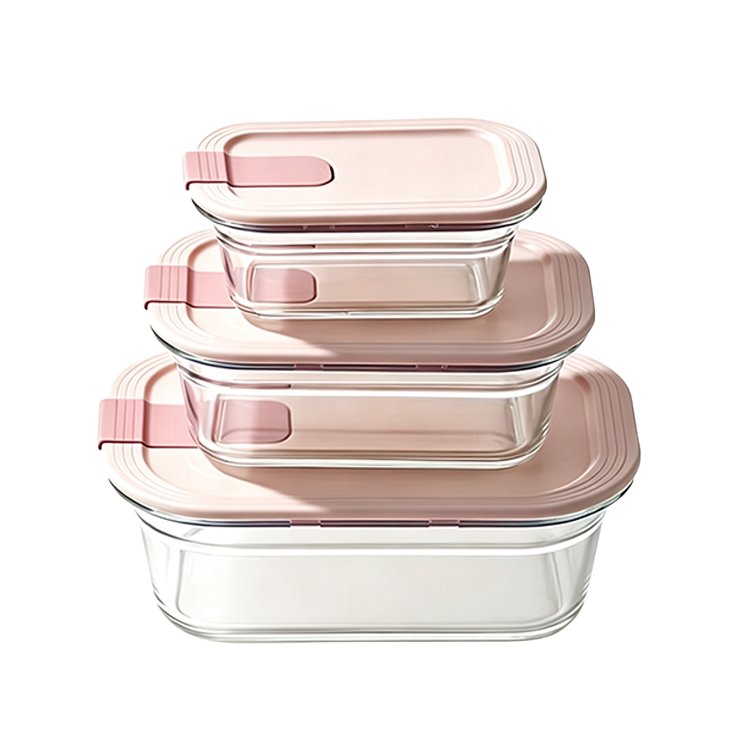 Pyglass  2027 Nesting Borosilicate Glass Meal Prep Containers with Leak-Proof Airtight Seal Lid