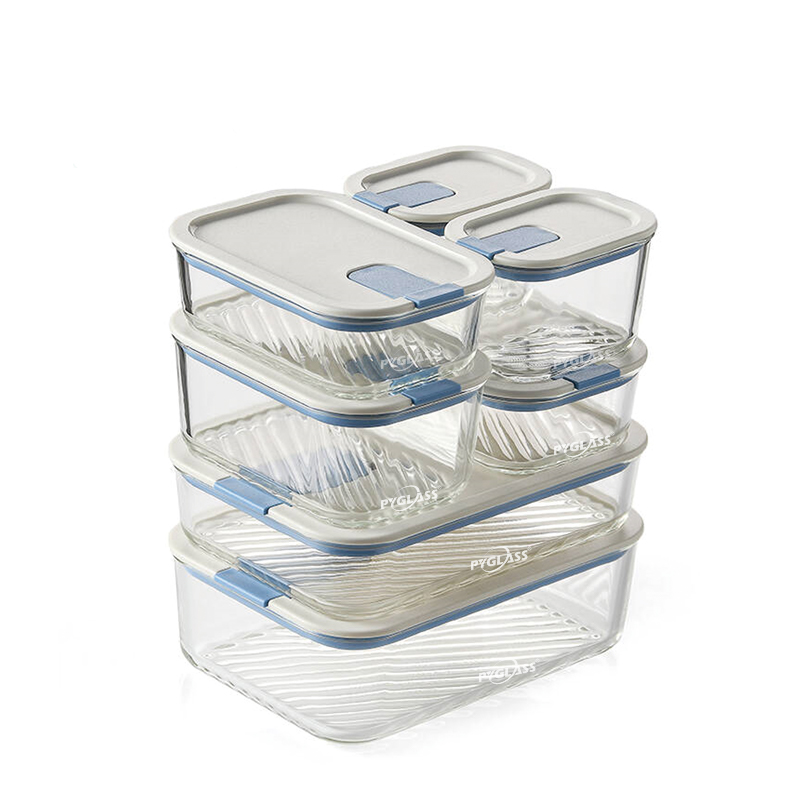 Pygalss Glass Food Storage Containers with one touch lid Set, Glass Meal Prep Containers Leak Proof Lunch Containers BPA-Free