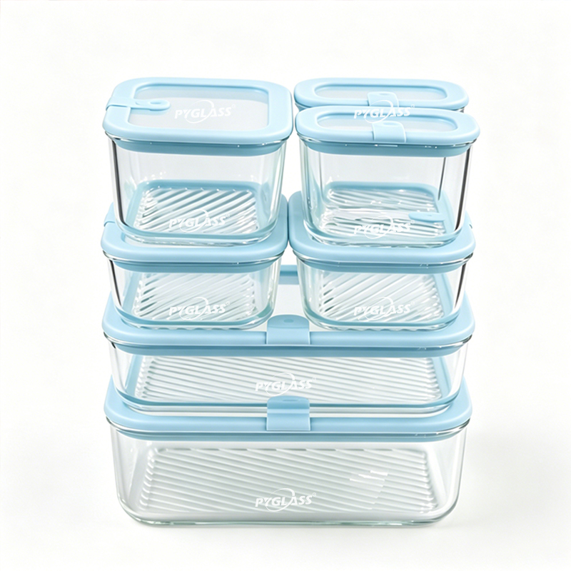 Pygalss Modular Glass Food Container with Glass Lid Perfect Lunch Box