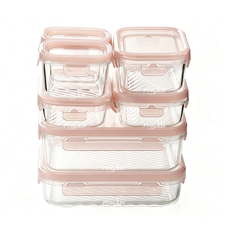 Pygalss Nice Modular Glass Food Storage Containers with Lids, Meal Prep Containers, Airtight Bento Boxes with Leak Proof Locking Lid