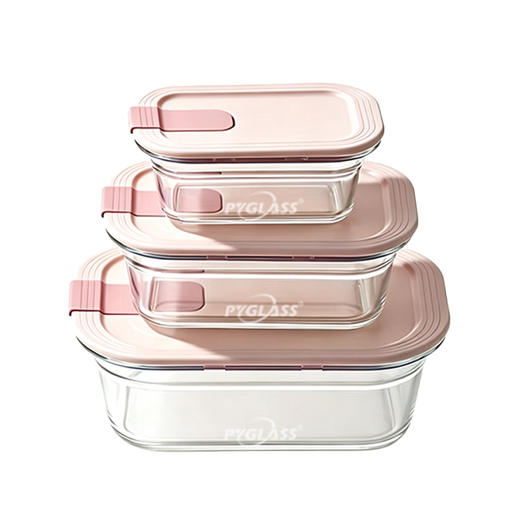 Pyglass  2027 Nesting Borosilicate Glass Meal Prep Containers with Leak-Proof Airtight Seal Lid